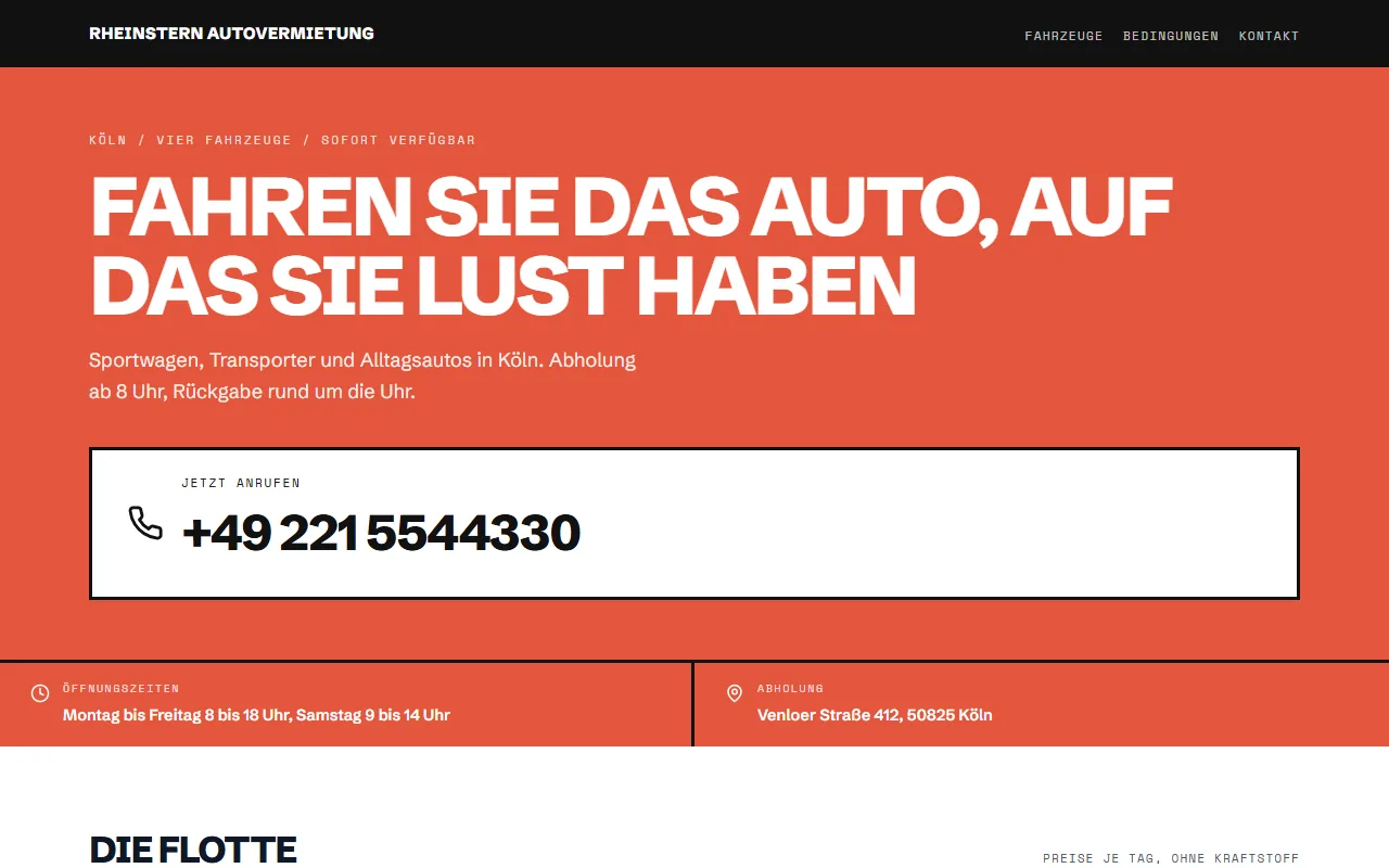 Vorlage Kompakt: alles auf einem Bildschirm, Telefonnummer als Knopf