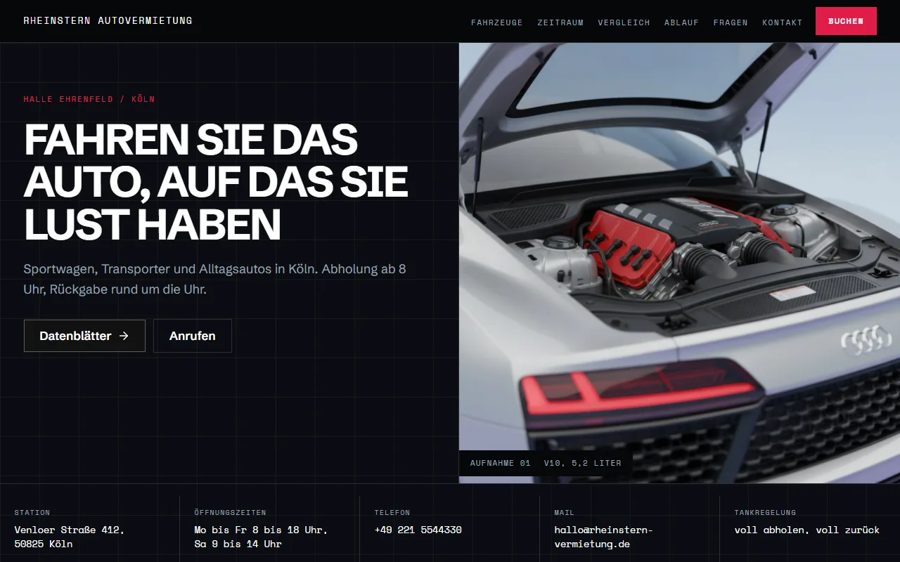 Vorlage Garage: Datenblatt-Look mit Fahrzeugvergleich