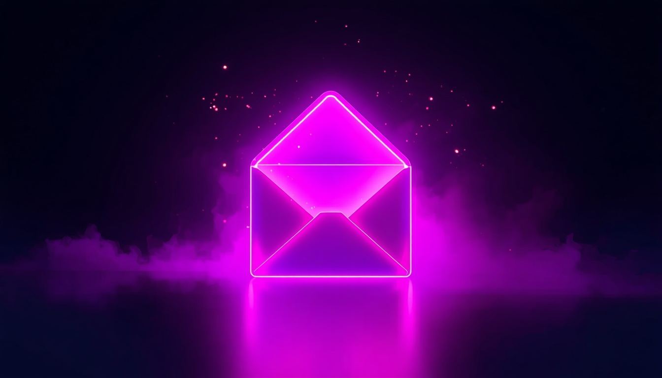 Briefumschlag in violettem Licht