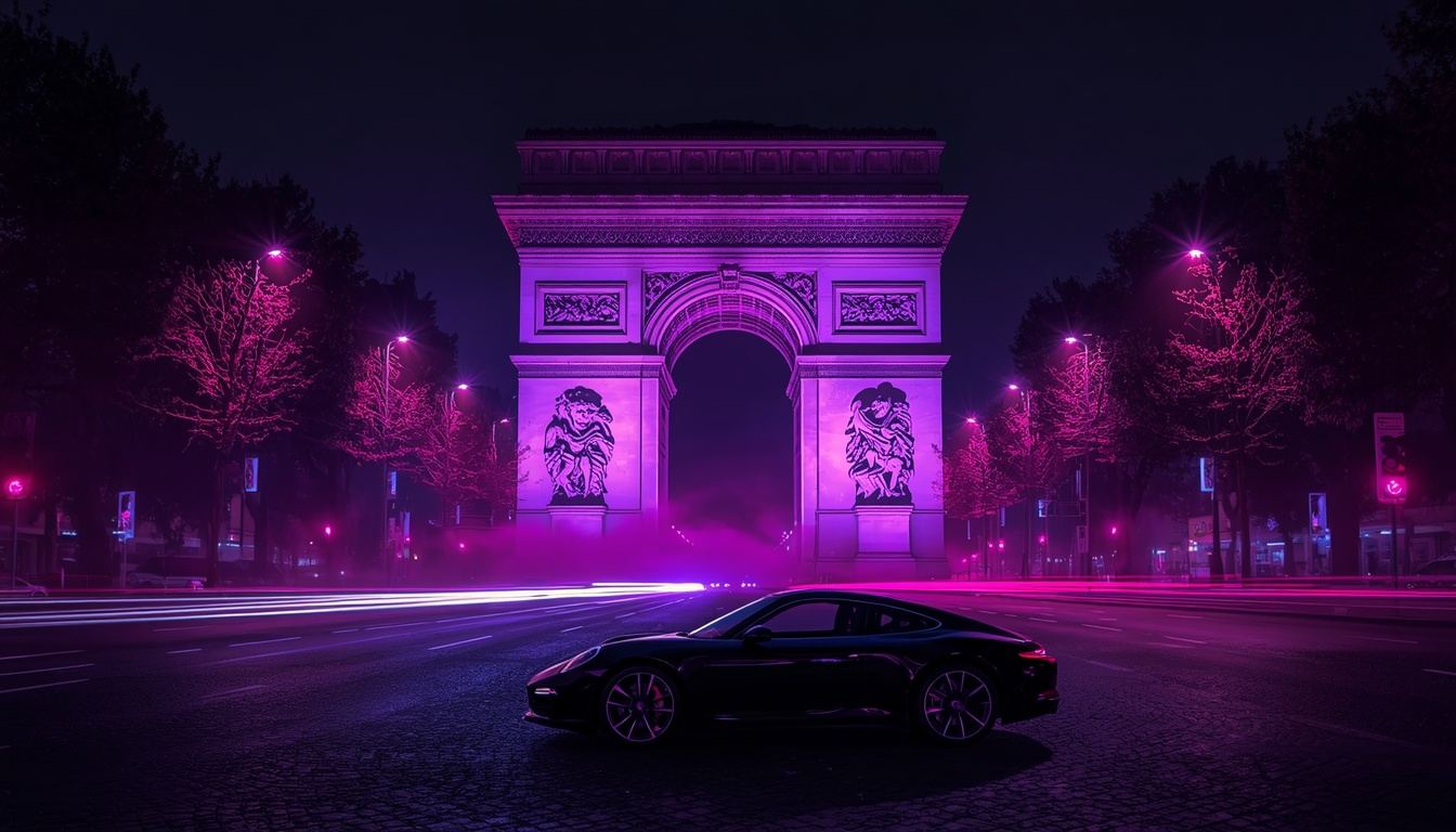 Arc de Triomphe in Paris bei Nacht