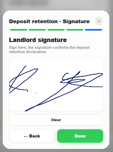 HyghFleet: deposit checklist with signature