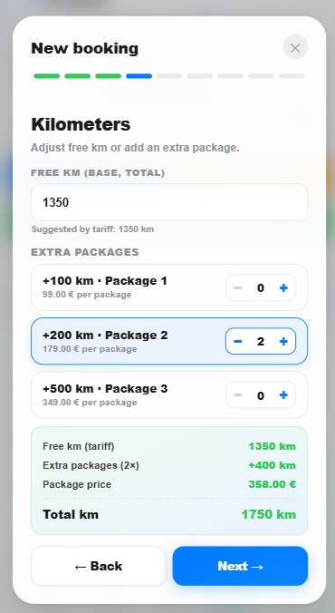 HyghFleet: kilometer packages with price calculation