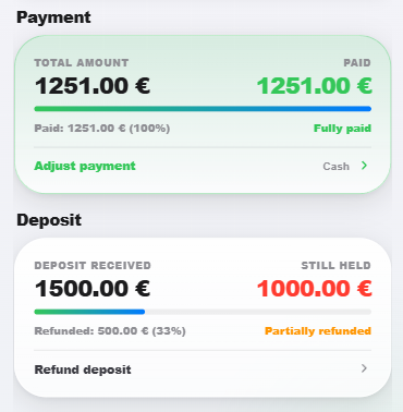 HyghFleet: payment and deposit of a booking